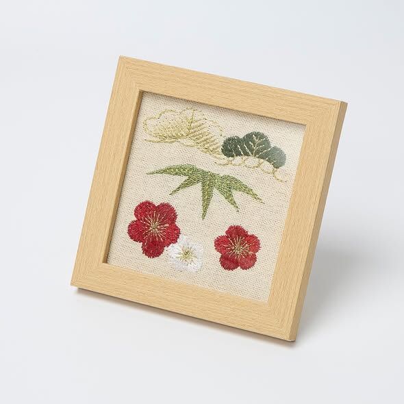 新年裝飾 木製刺繡相框 松竹梅