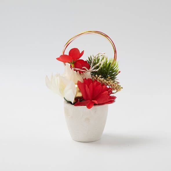 新年裝飾花組 附盆  紅