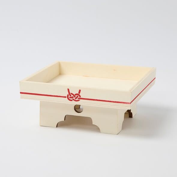 新年裝飾 木製供品檯  三方繩結 紅