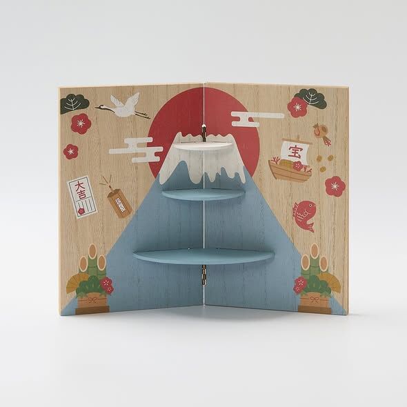 新年裝飾架 繪本風 富士山