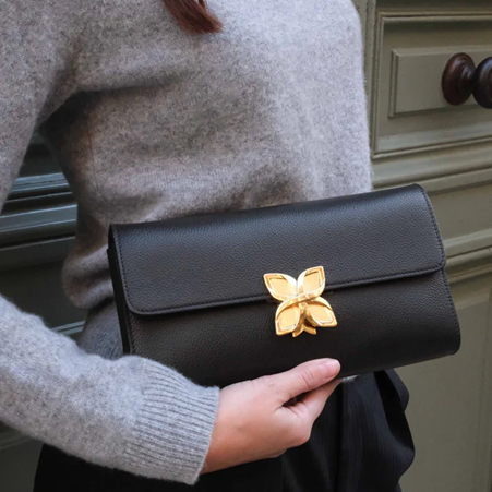 1FL0104-188 [FLEURON] Hortensia Clutch Noir #MAF19VG0303BLK (EU)