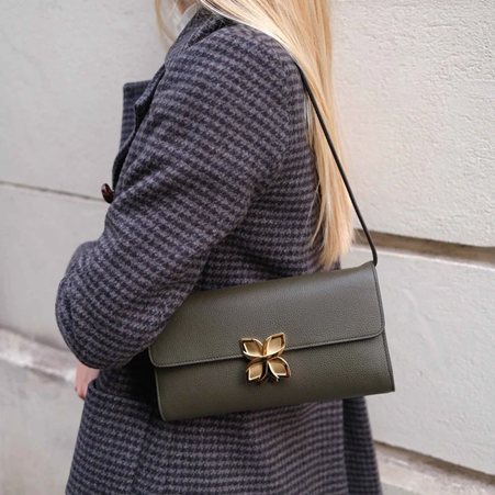 1FL0104-189 [FLEURON] Hortensia Clutch Vert Olive #MAF19VG0505OLG (EU)