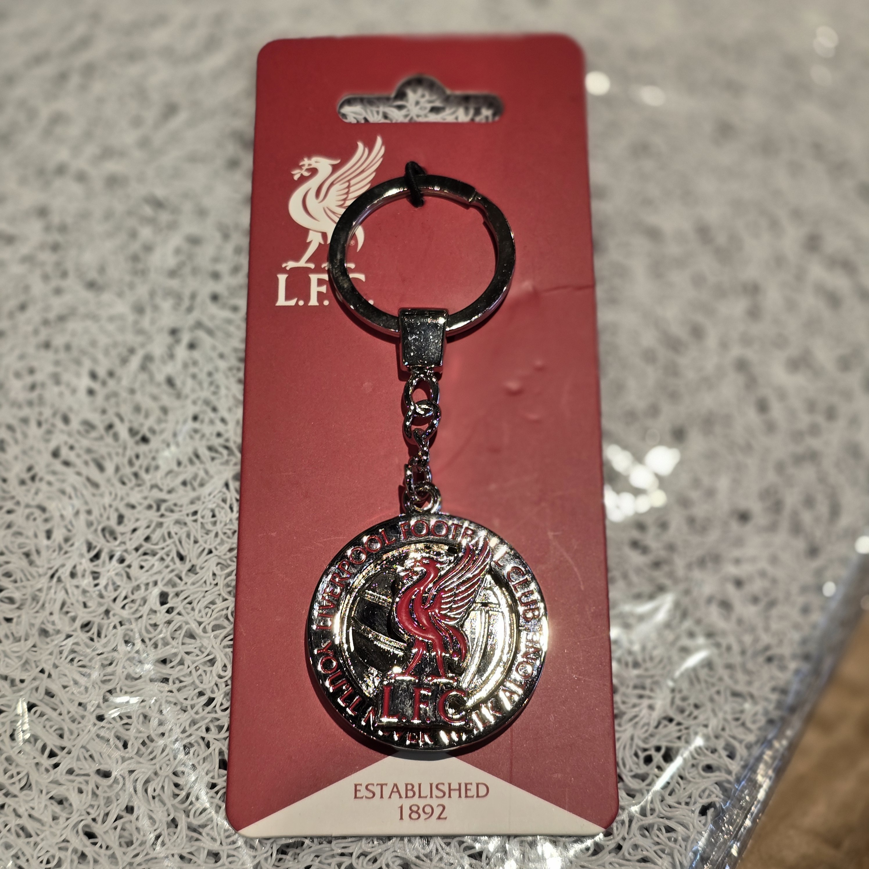 利物浦銀紅色旋轉會徽鎖匙扣