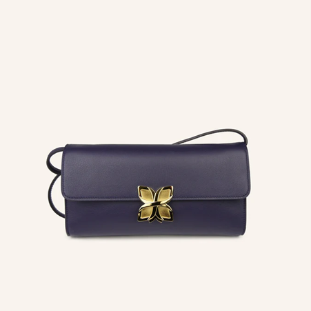 1FL0104-200 [FLEURON] Hortensia Clutch Bleu Nuit #MAF19VL3915MNB (B-EU-E)
