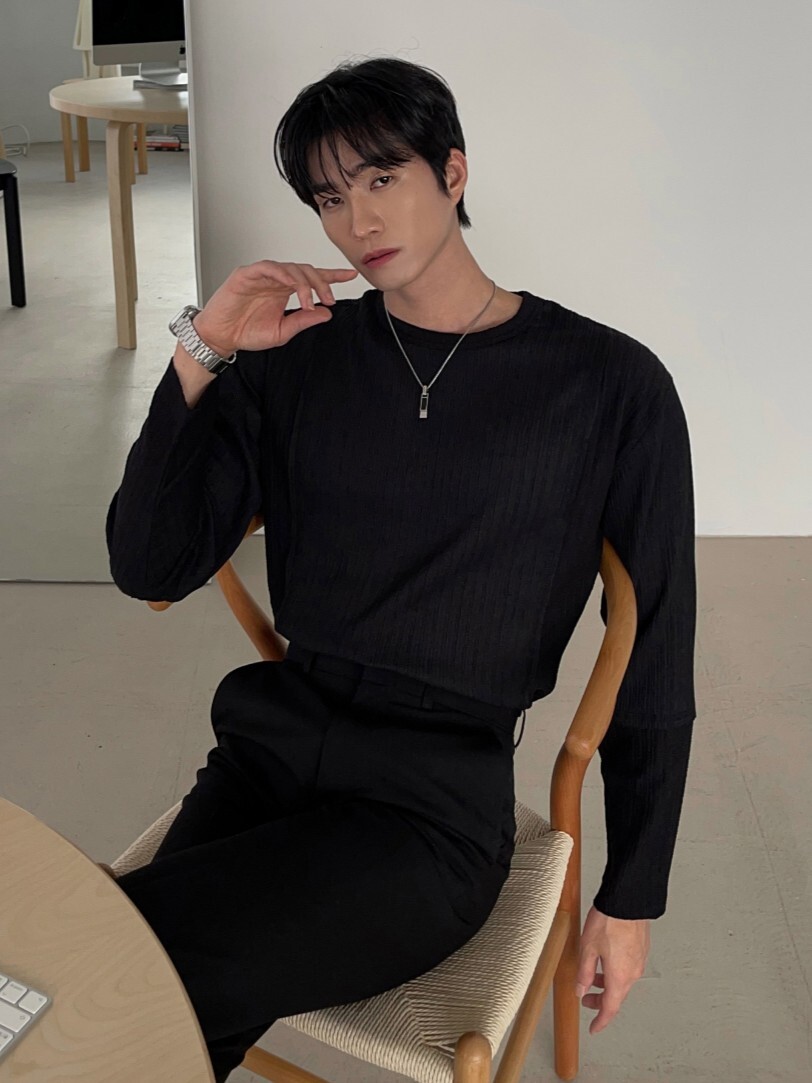 Kenny Crinkle 拼接紋理針織袖T卹