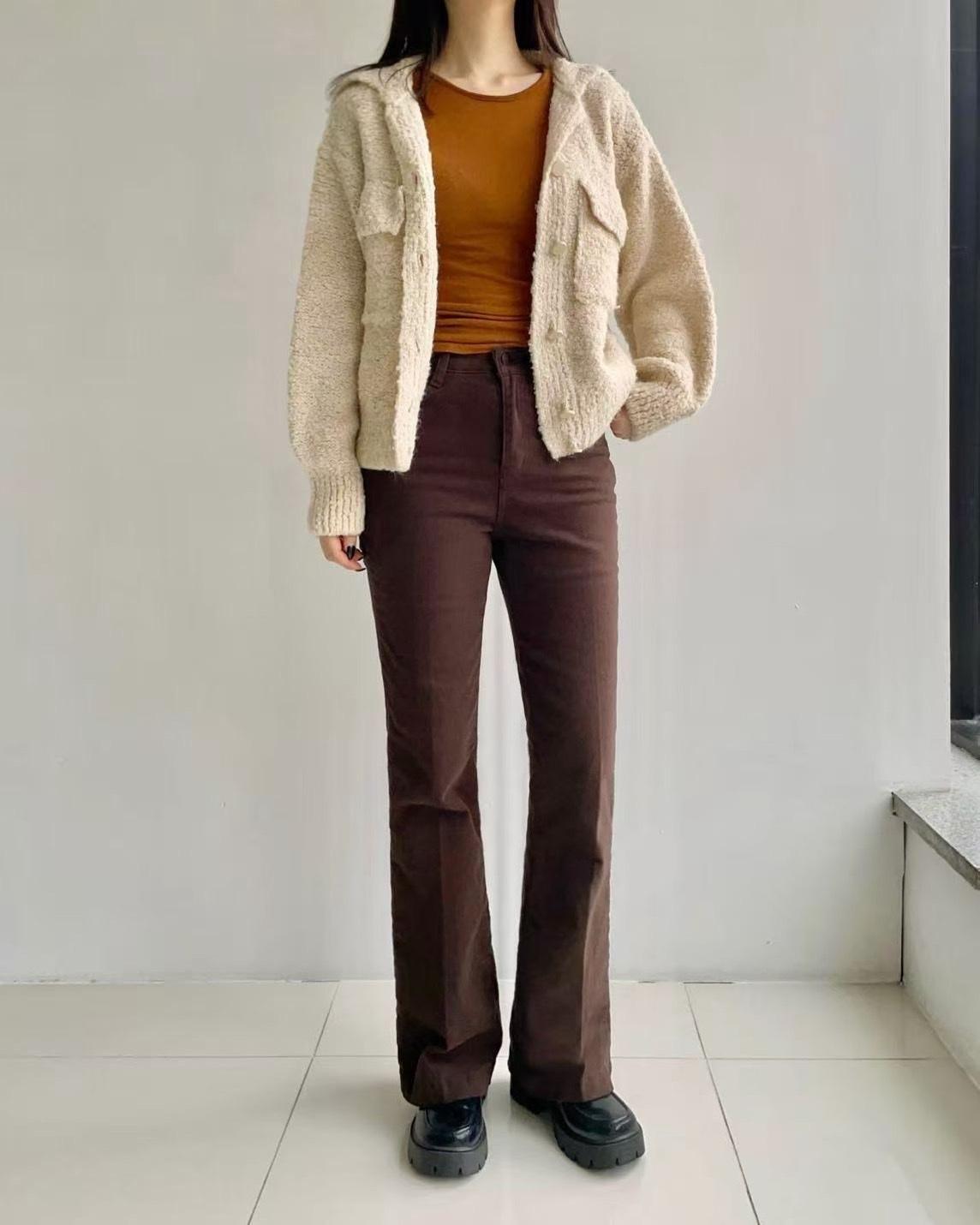 253 正韓高腰顯瘦小喇叭褲(內磨毛)