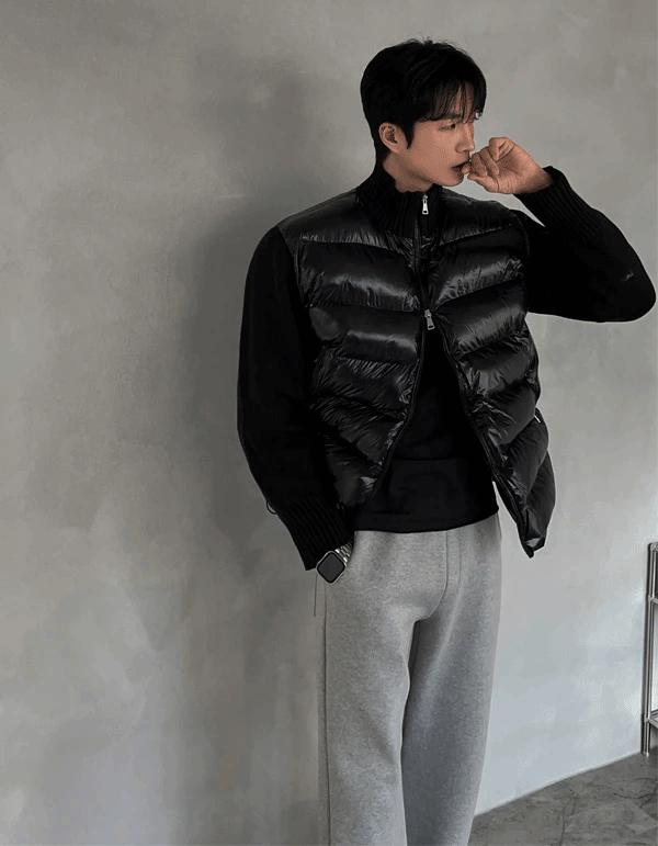 高領針織羽絨外套