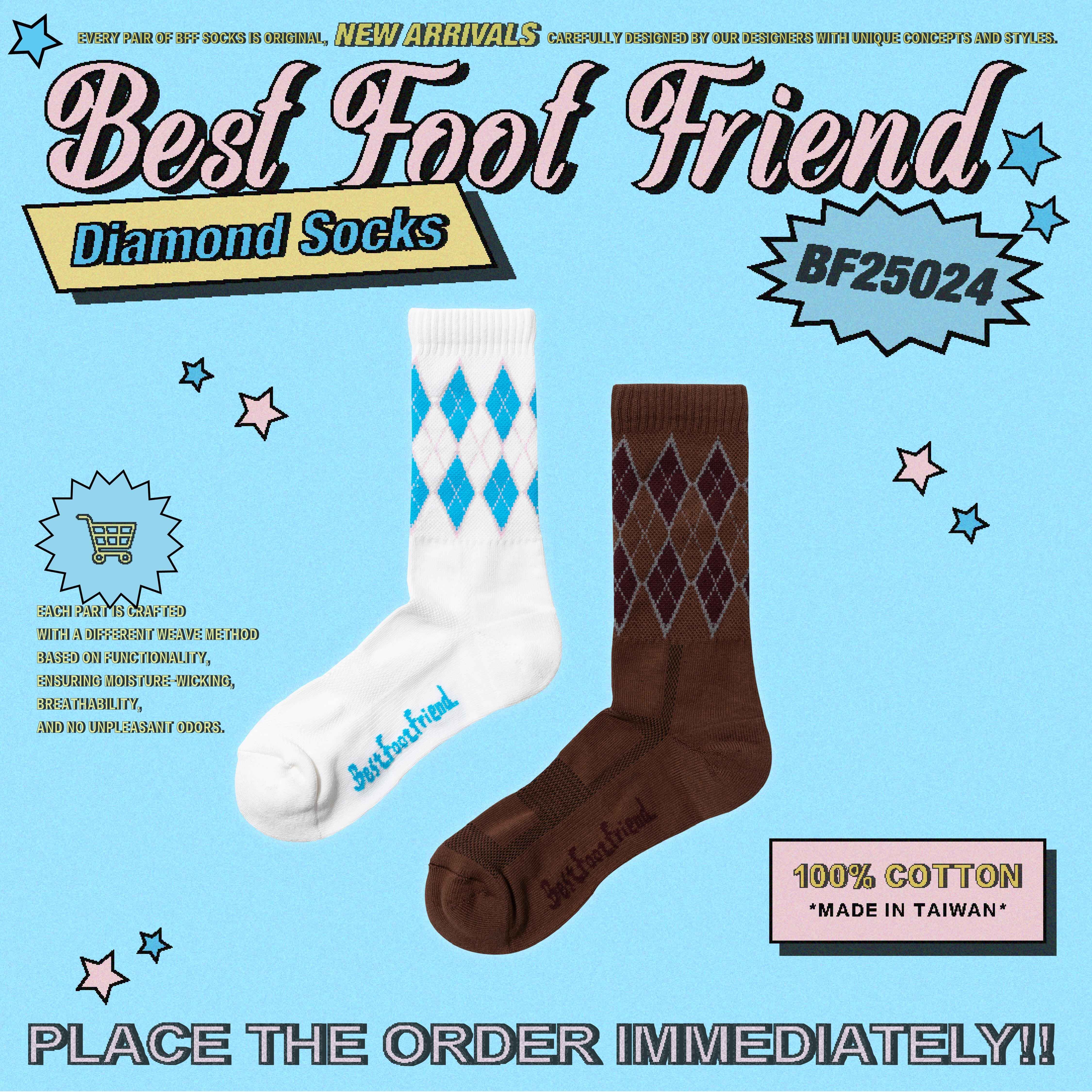 【逢甲 FUZZY】Best Foot Friend Diamond 鑽石 BFF 襪子 BF25024