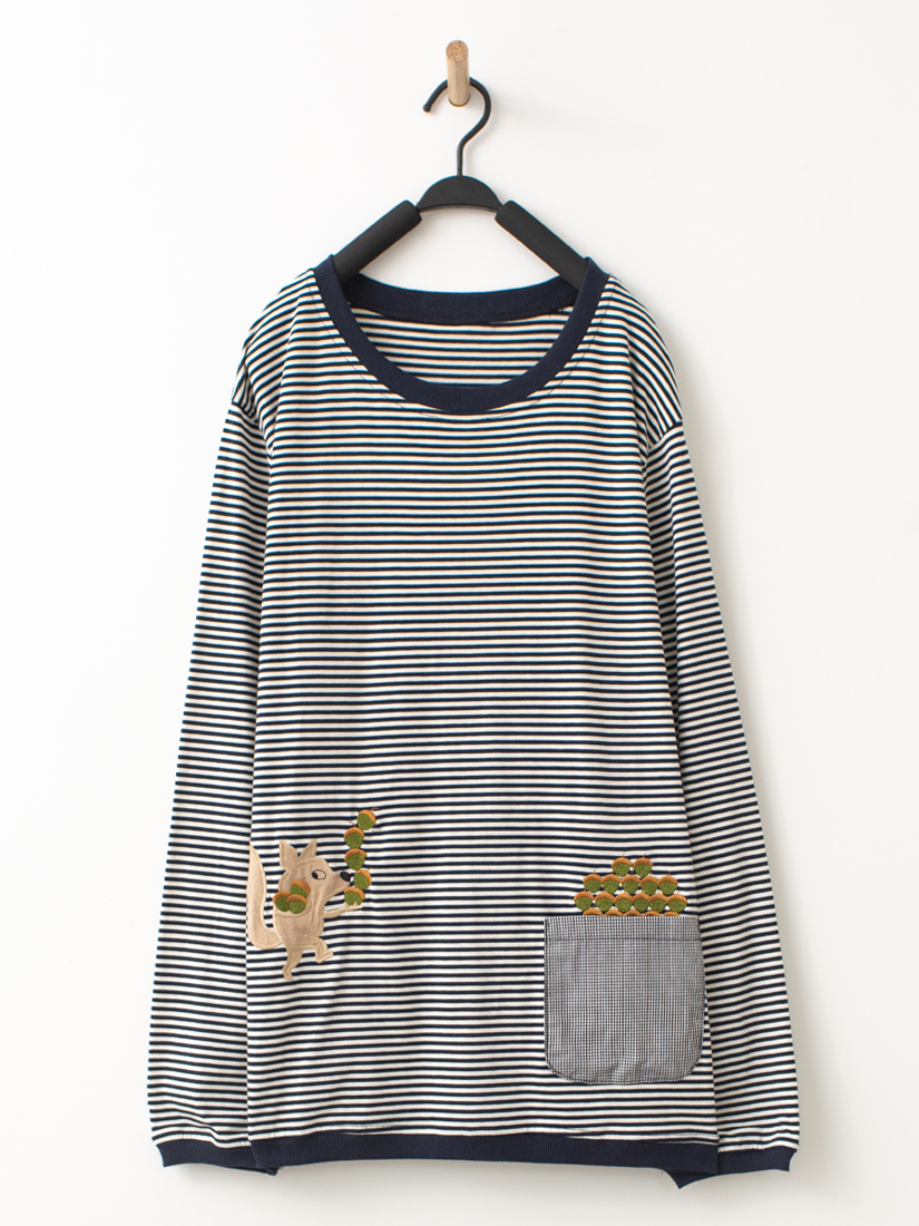 小狐狸豐收栗子條紋上衣