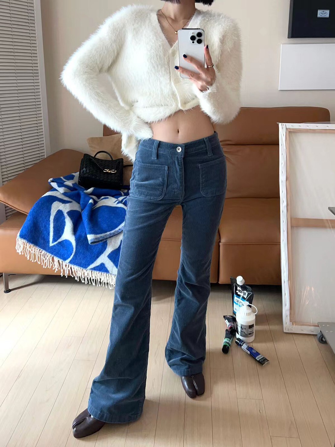 低腰燈芯絨喇叭長褲