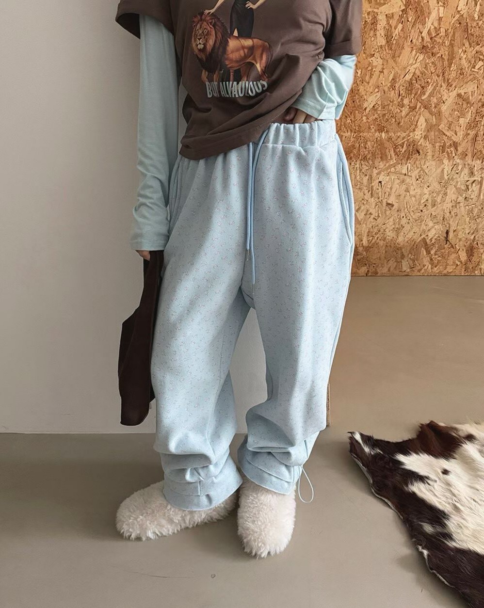 小印花縮腳荷葉長褲