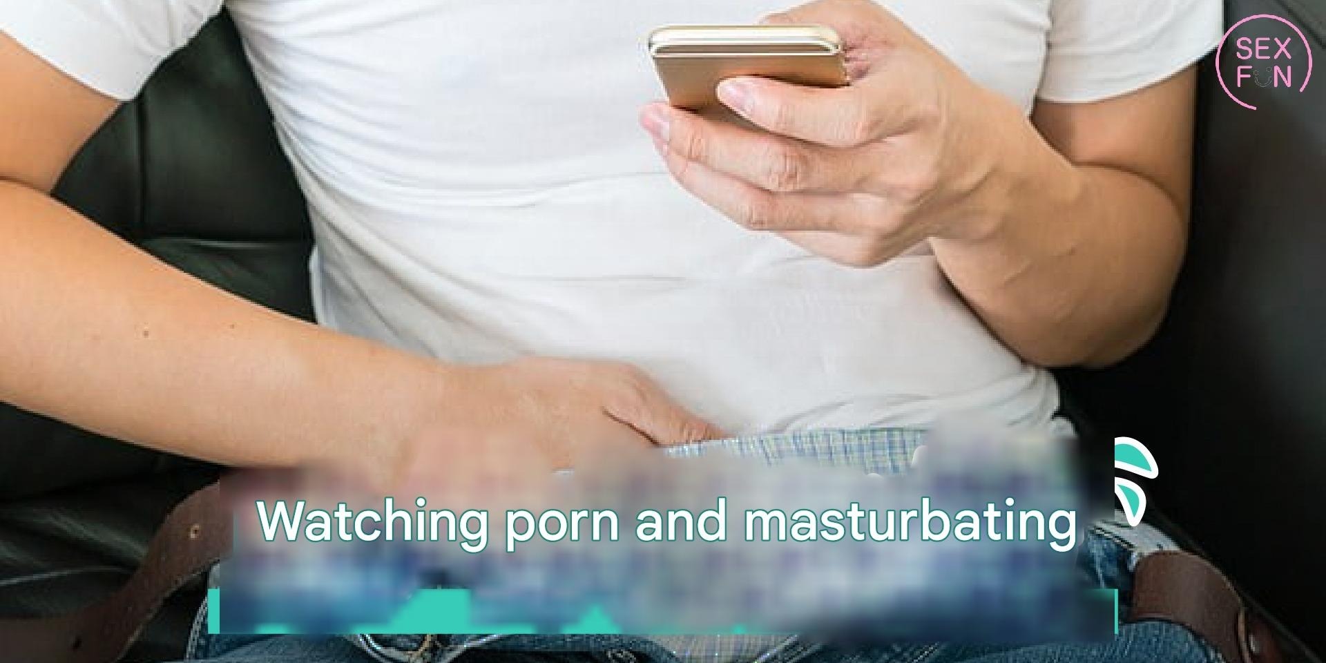 Man in dark room watching adult content and masturbating – classic solo relief method