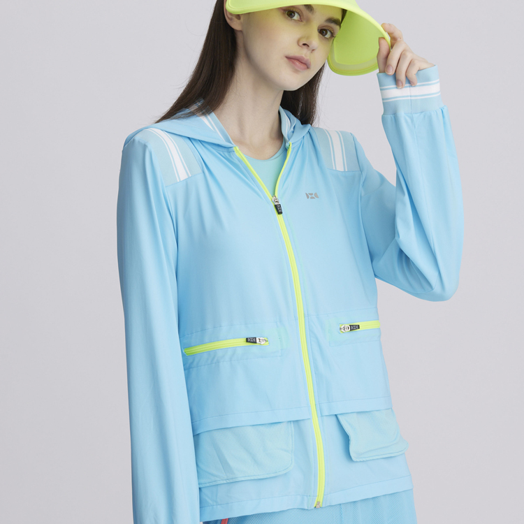 Colored-zip slim fit hooded jacket