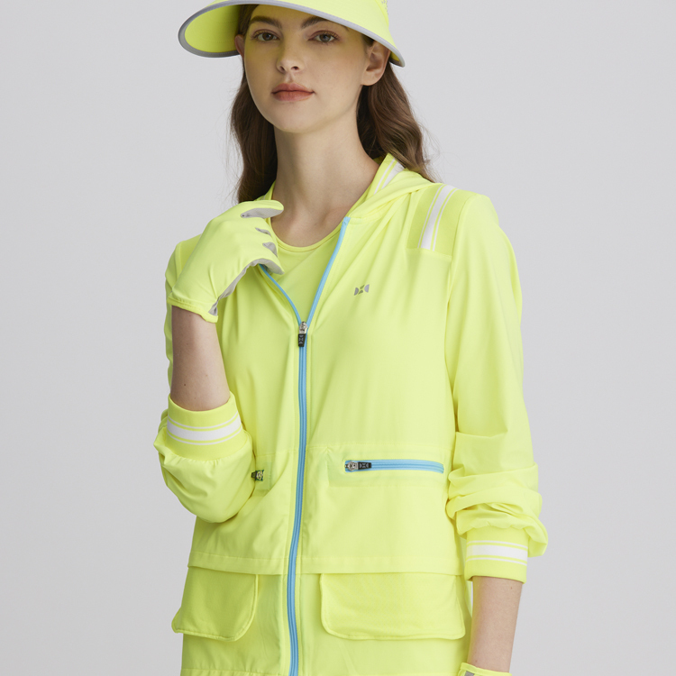 Colored-zip slim fit hooded jacket