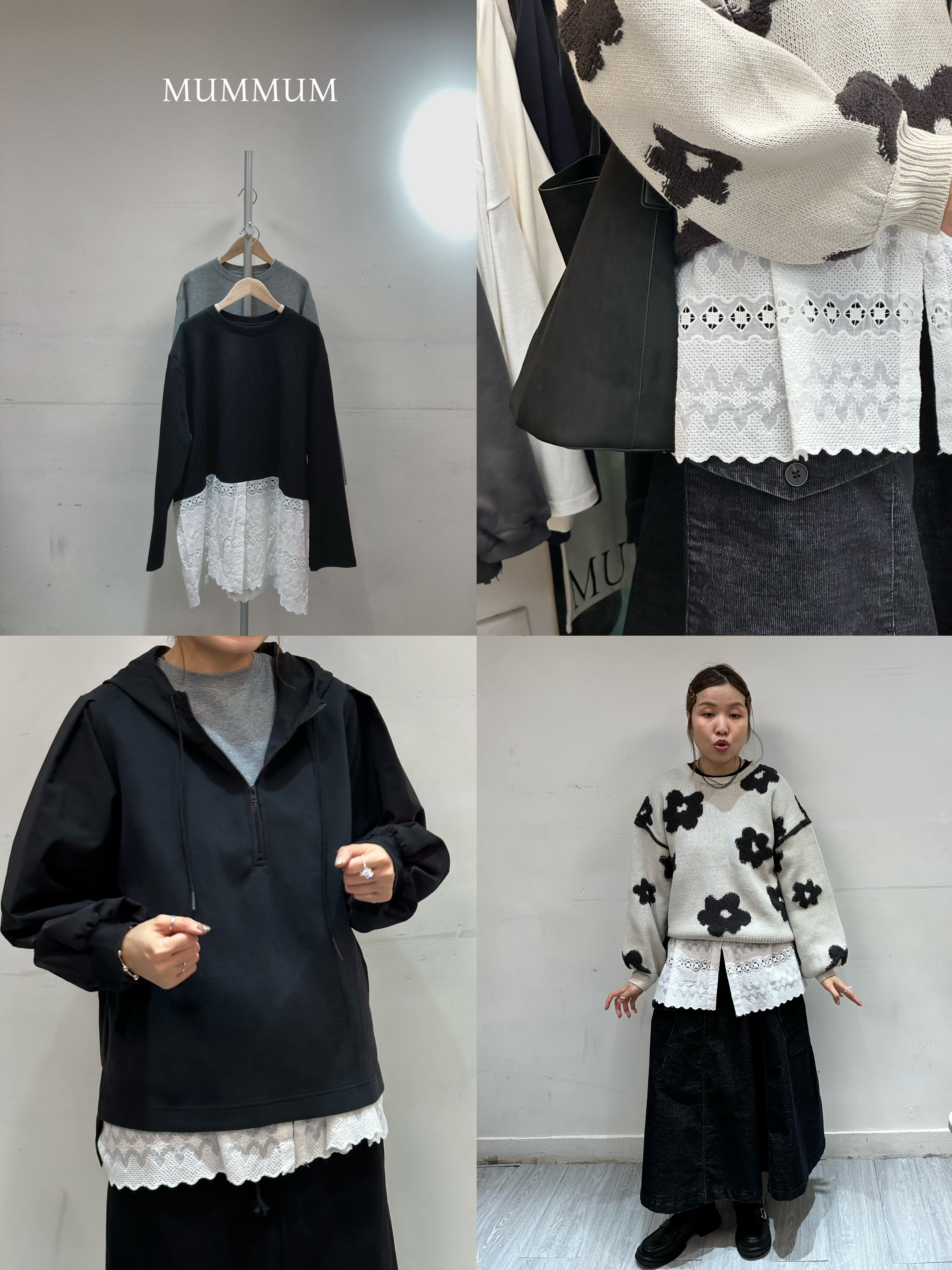 0213033a/拼接花邊圖案長T恤 52/50/31