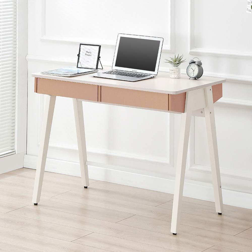 【AOTTO】北歐風莫蘭迪雙抽辦公桌-100cm(FT-504)