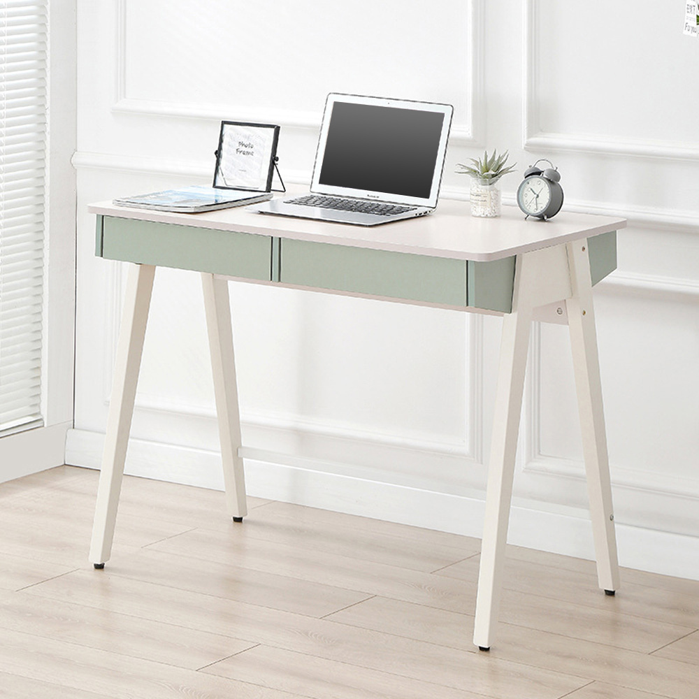 【AOTTO】北歐風莫蘭迪雙抽辦公桌-100cm(FT-504)