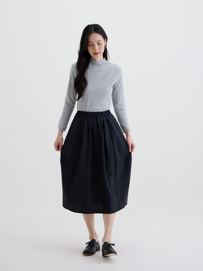 陽光結構剪接裙-灰岩