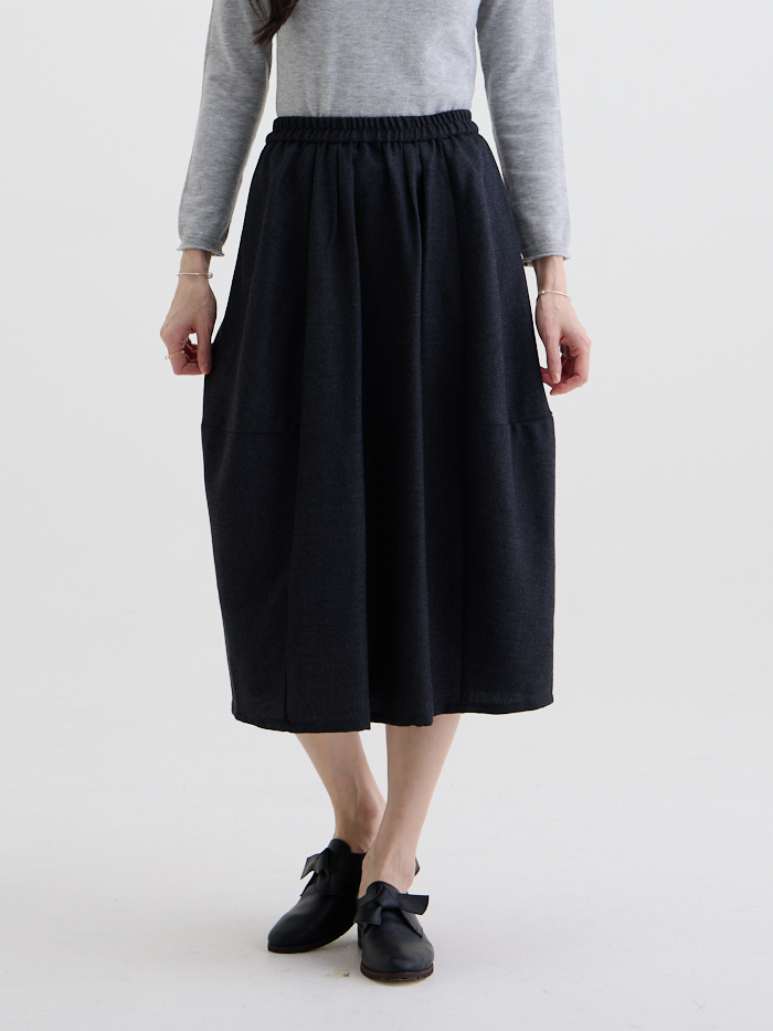 陽光結構剪接裙-灰岩