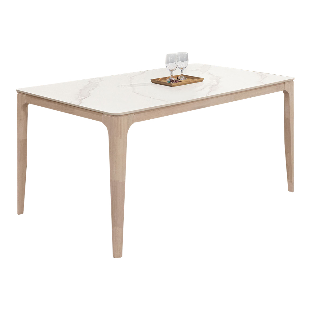 瑟雷夫5尺白色岩板實木餐桌/休閒工作桌