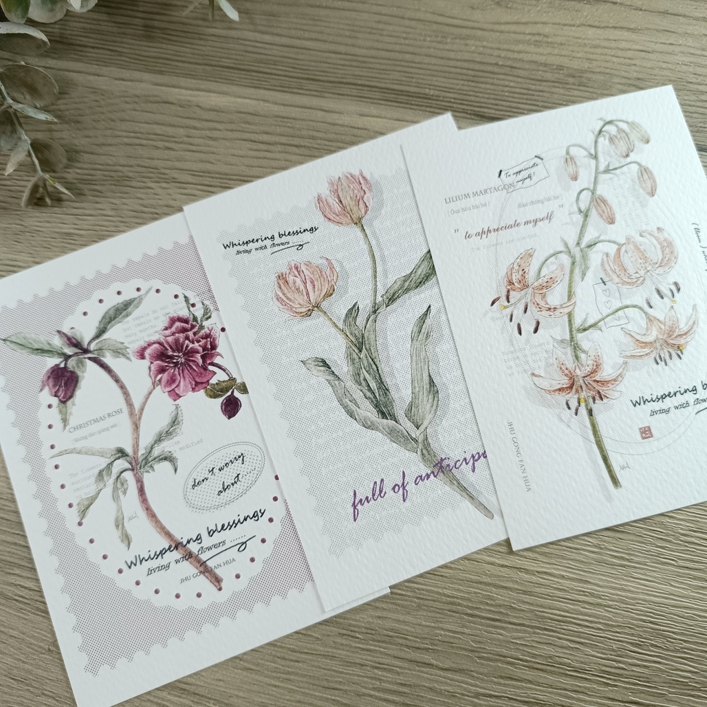 竹工凡花．冬季呢喃祝福系列 插畫明信片 共三款