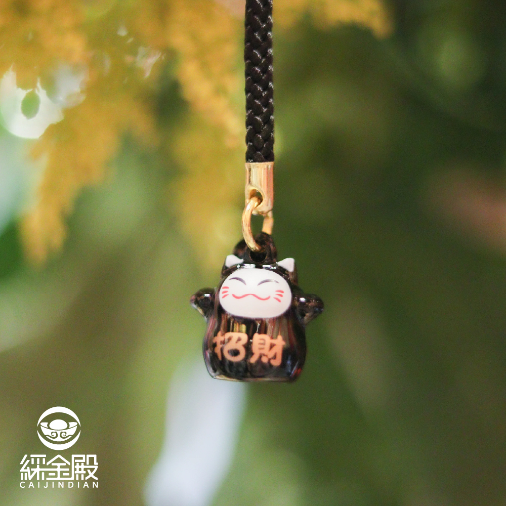招財進寶-黑色招財貓鈴鐺吊飾｜掛件｜好運｜招財｜吉祥物｜避邪消災【綵金殿】