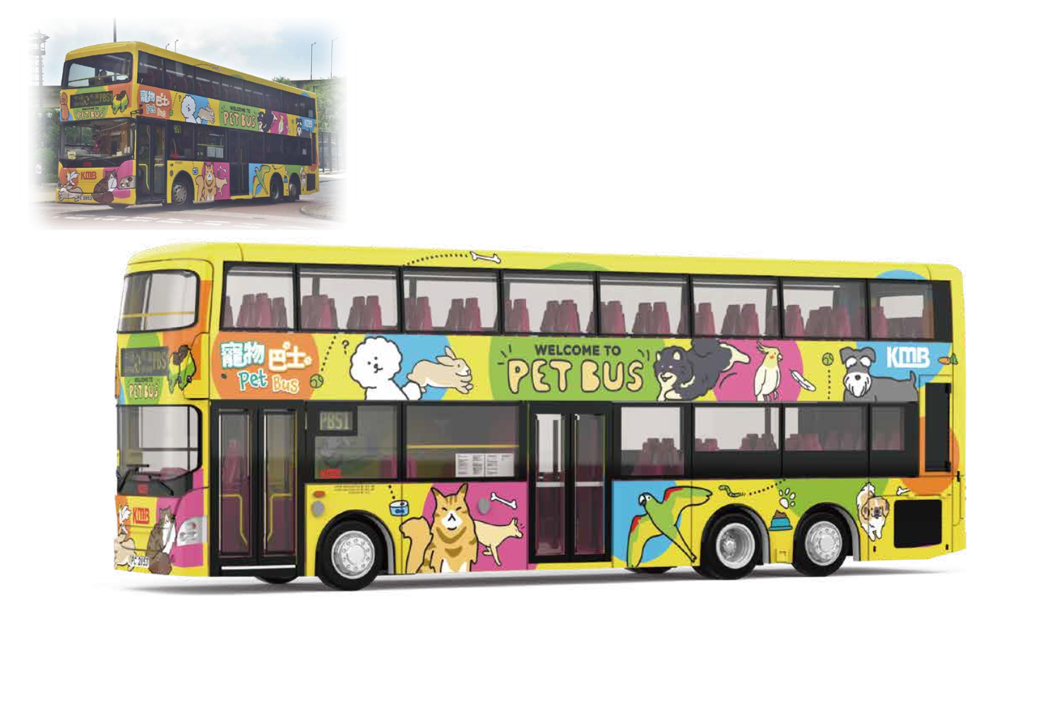 [預訂] Tiny 城市 合金車仔 - 九巴Scania紳佳 K310UD 寵物巴士(黃)(PBS1)