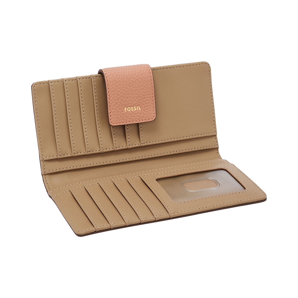 Logan 真皮扣式 長夾-粉紅色 SL7830682