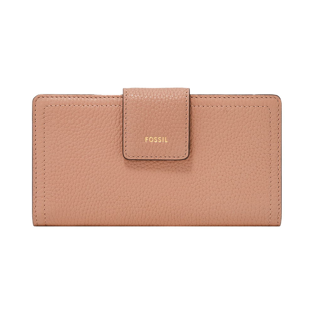 Logan 真皮扣式 長夾-粉紅色 SL7830682