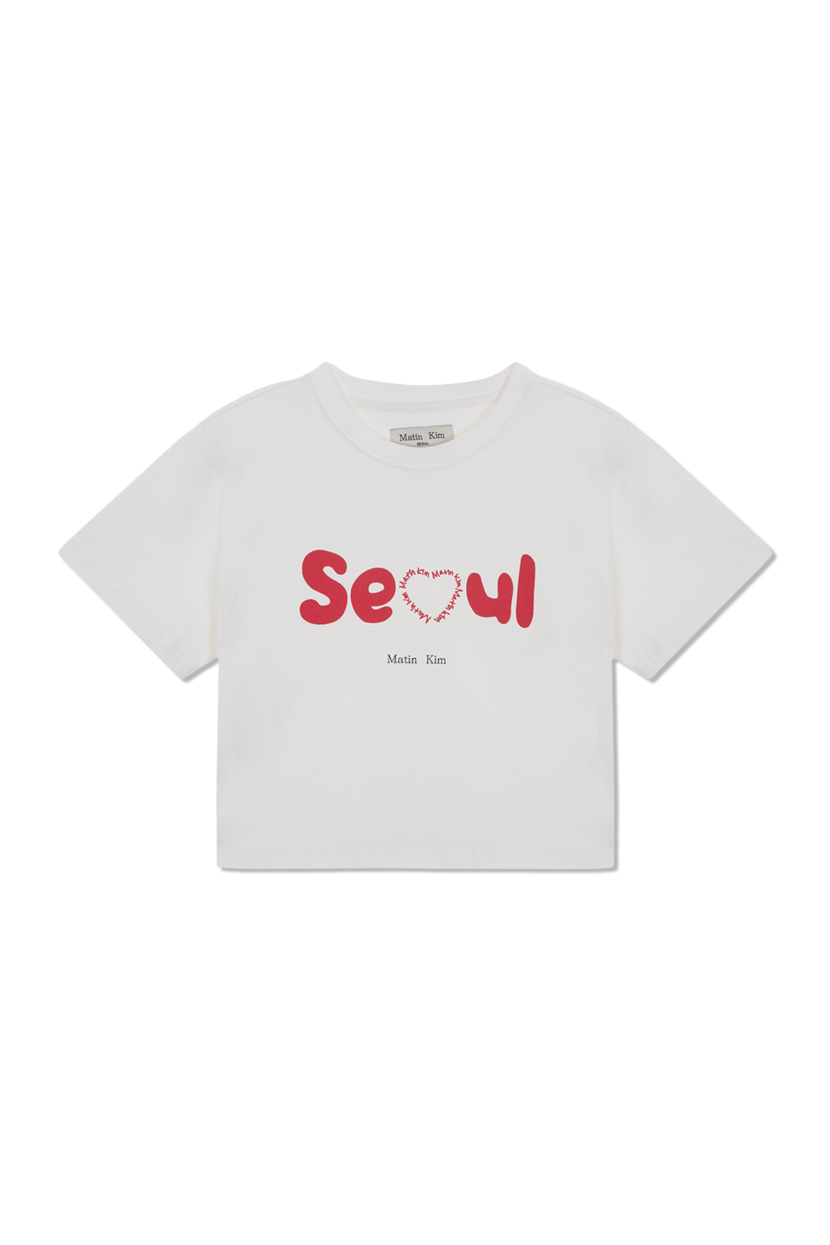 Seoul Lovers愛心印花短版上衣 白色