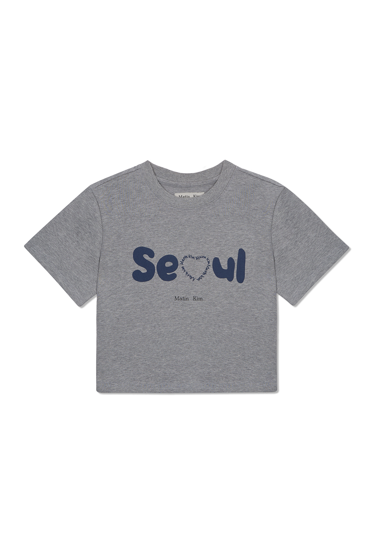 Seoul Lovers愛心印花短版上衣 灰色