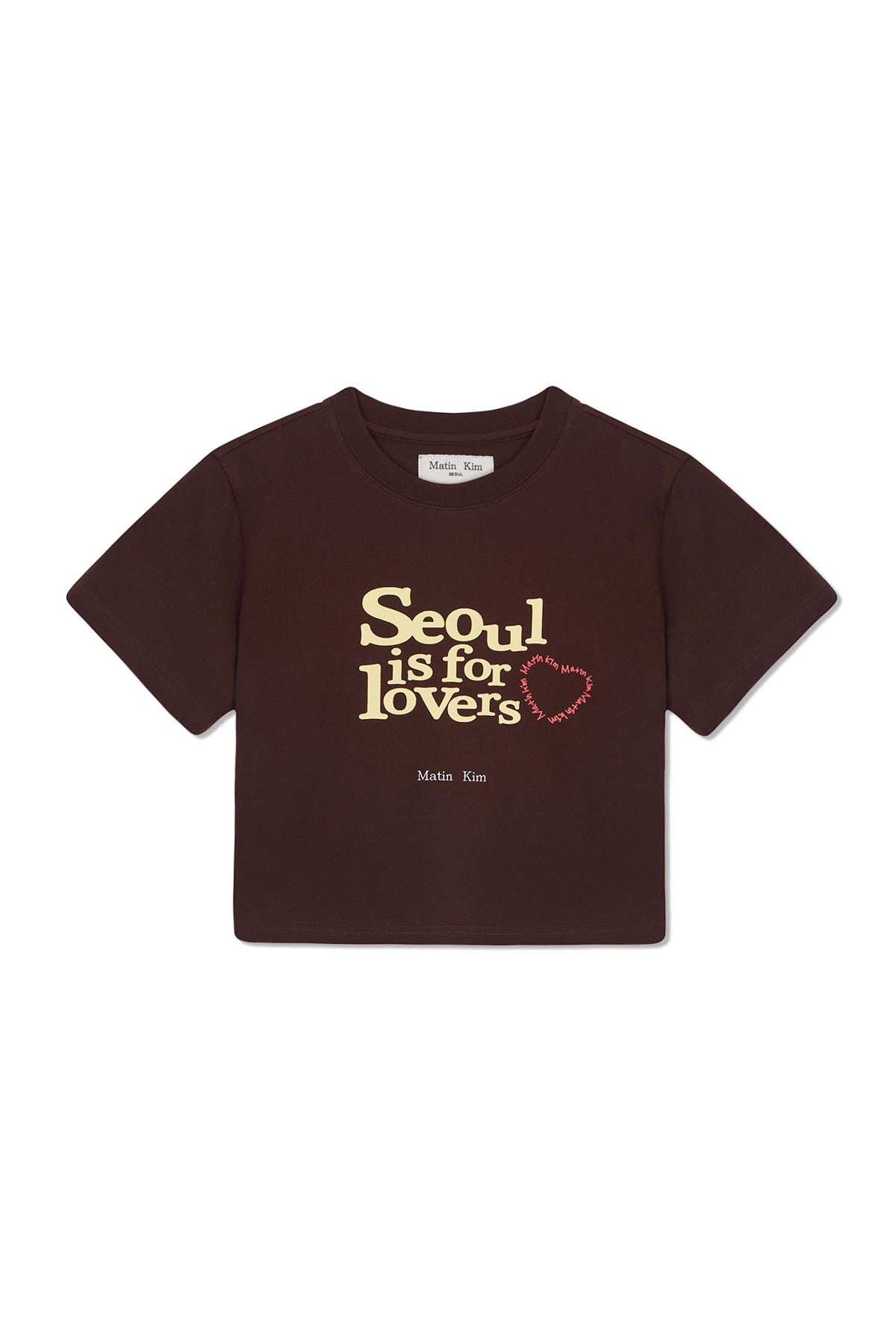 Seoul Lovers印花短版上衣 棕色