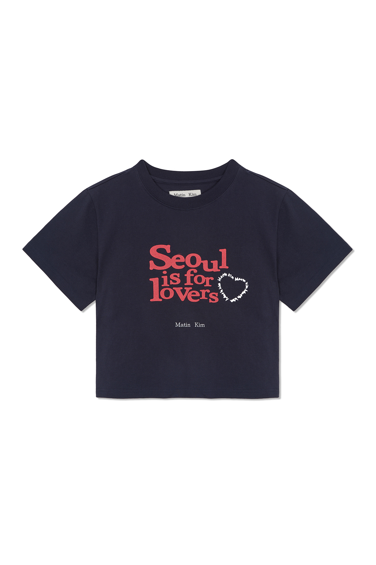 Seoul Lovers印花短版上衣 海軍藍