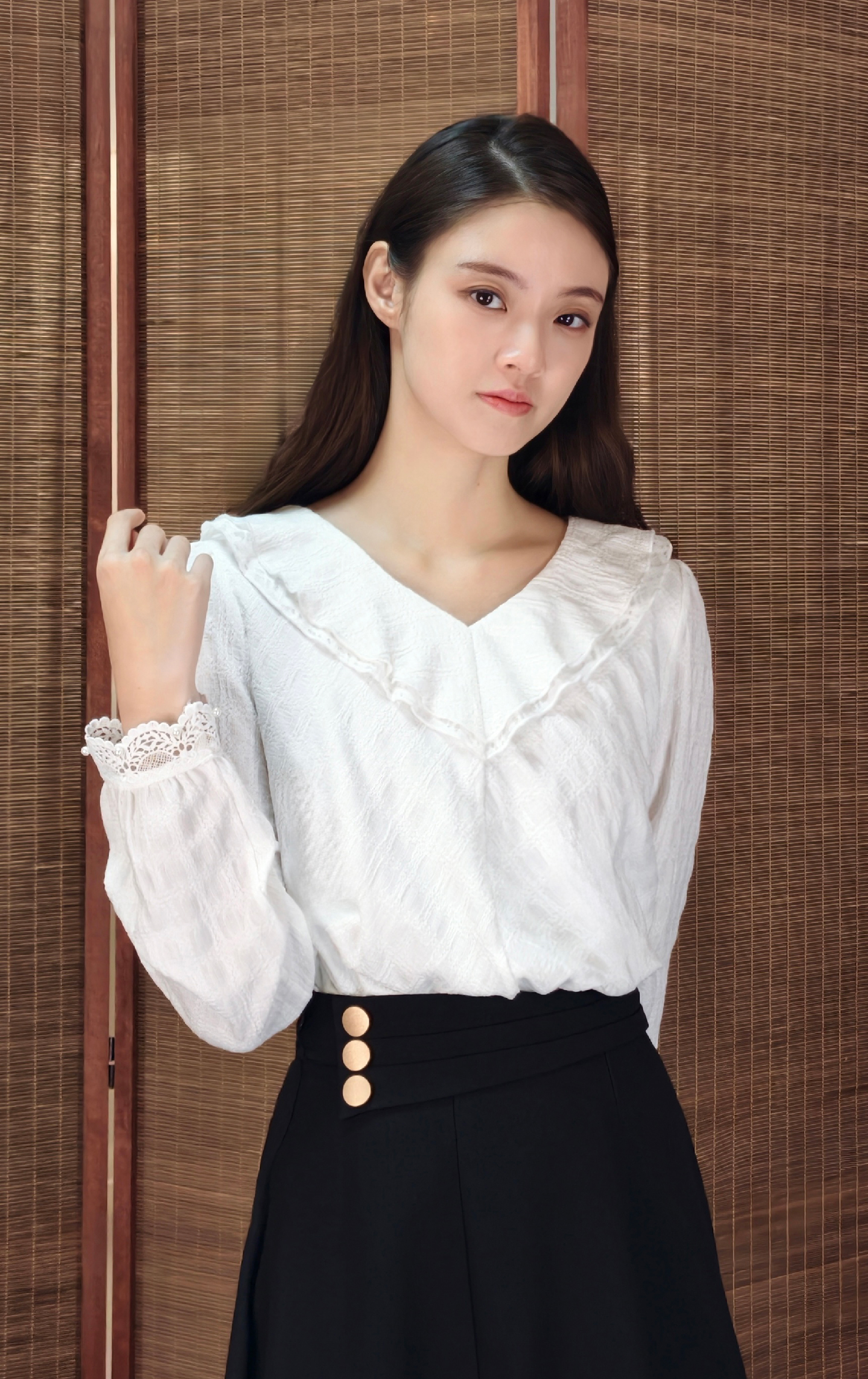 荷葉邊領口襯衫 SH0293