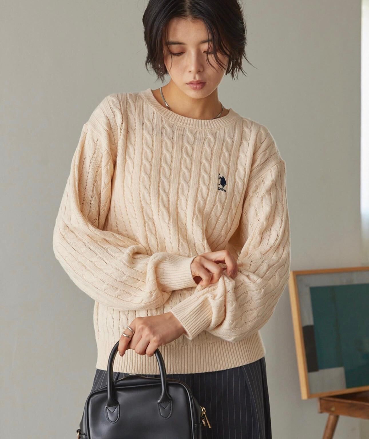 【預購】JN010210 U.S. POLO ASSN. 刺繡logo針織上衣