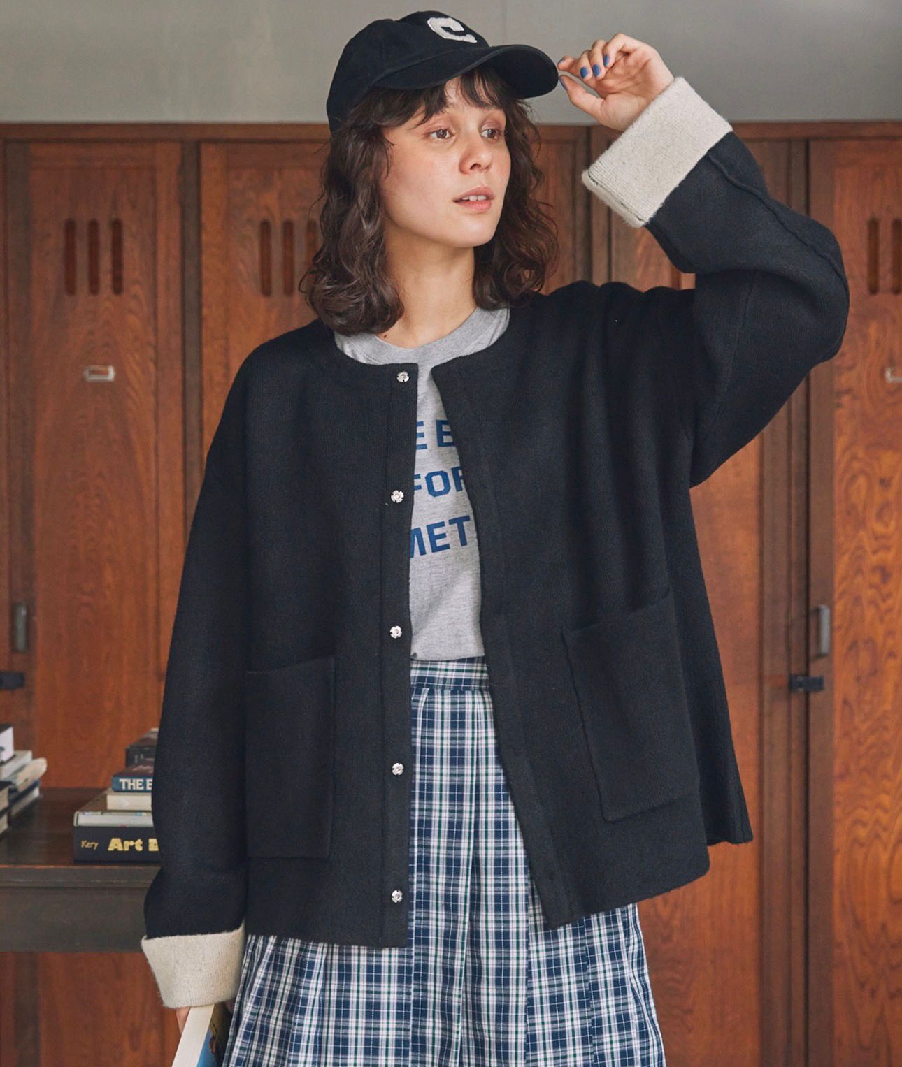 【預購】JN010211 MONO-MART 雙面同色無領針織外套