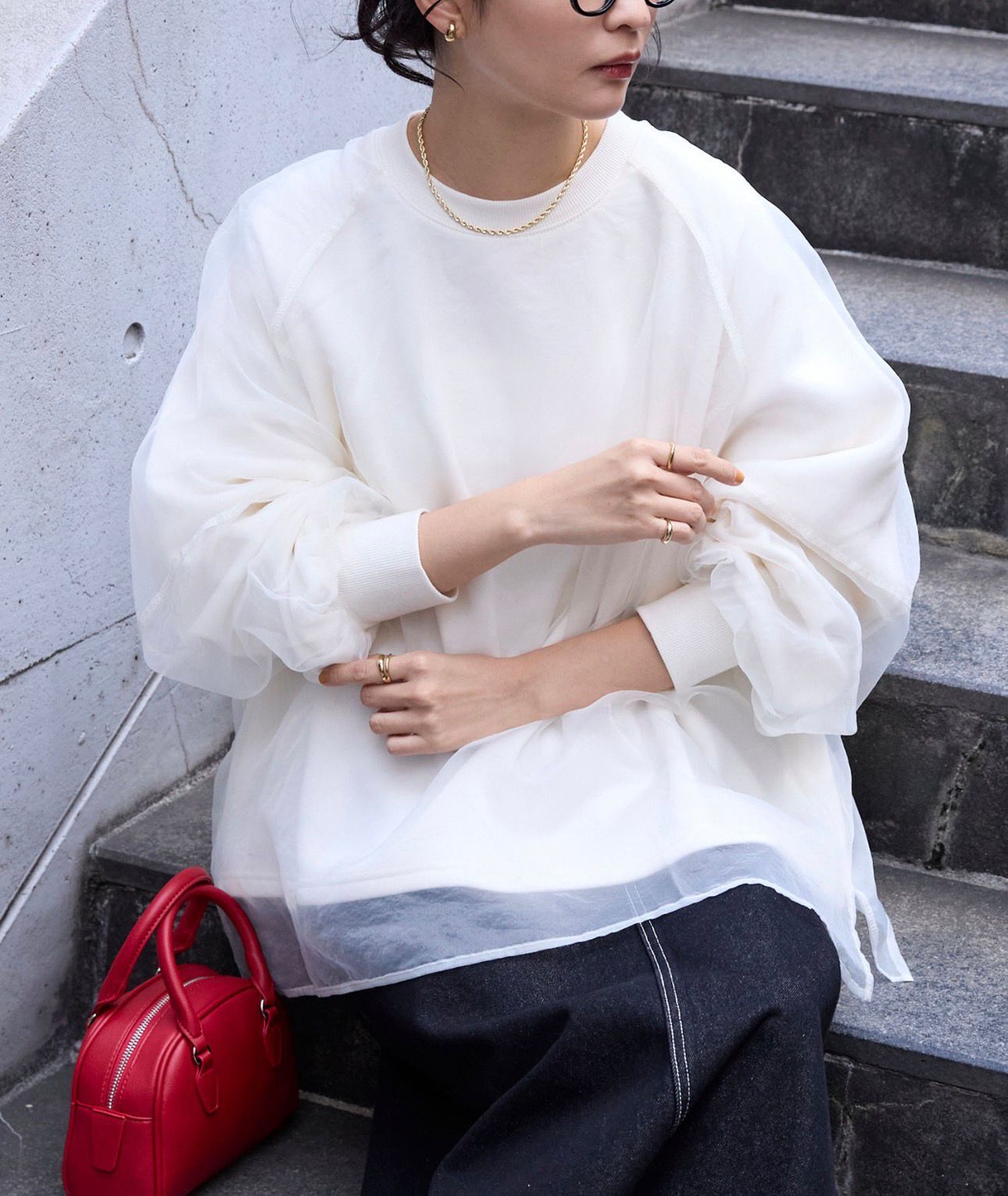 【預購】JN010212 Mono-Mart  透明層疊長袖上衣