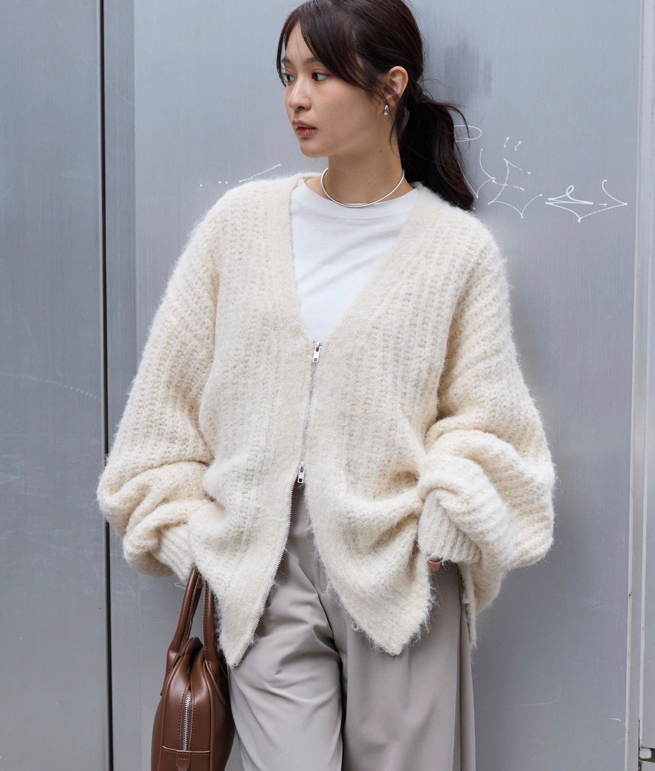 【預購】JN010214 Mono-Mart  顯收長雙拉鍊V領超大款外套