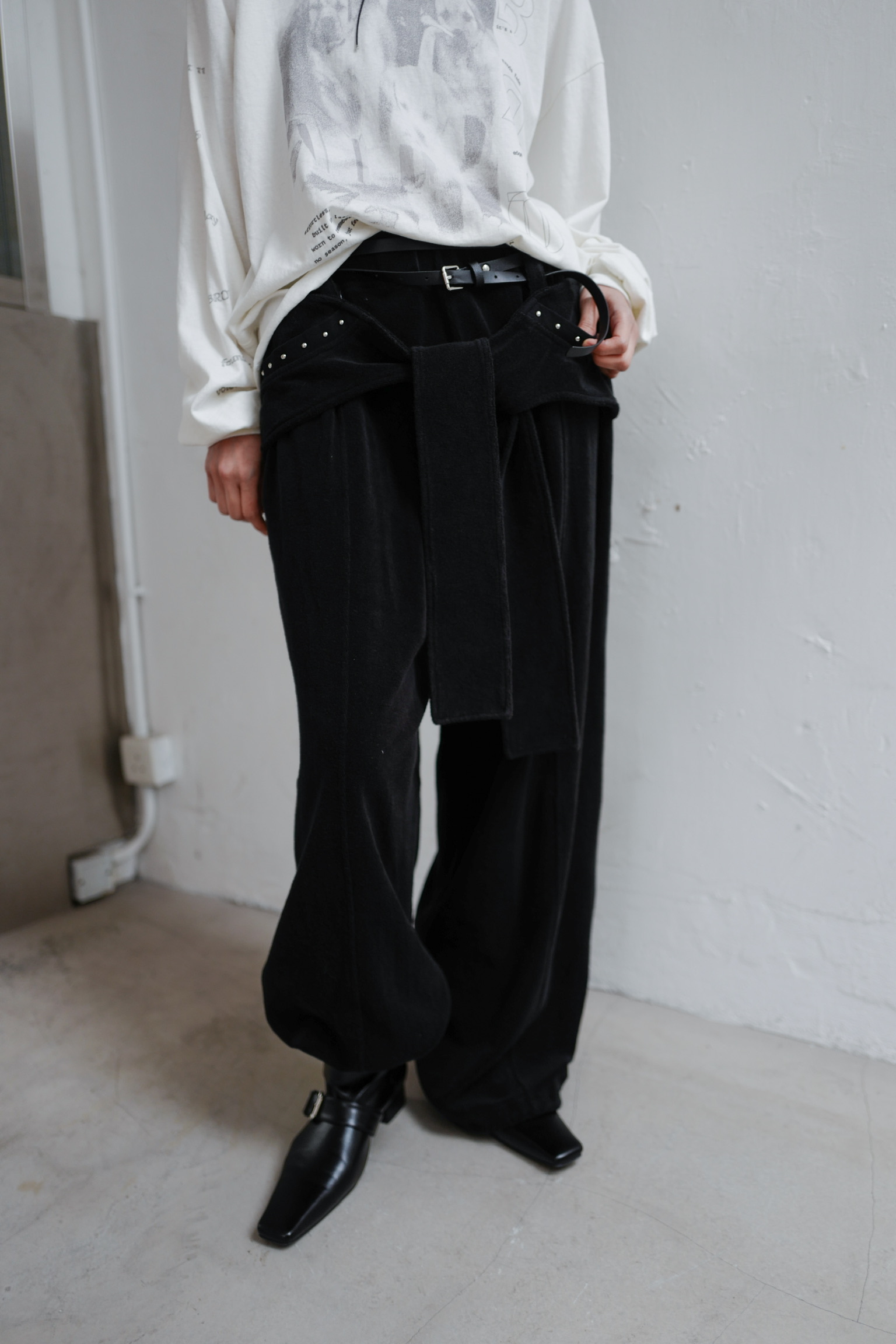 PDDPT202 studs details wrap cotton track pants