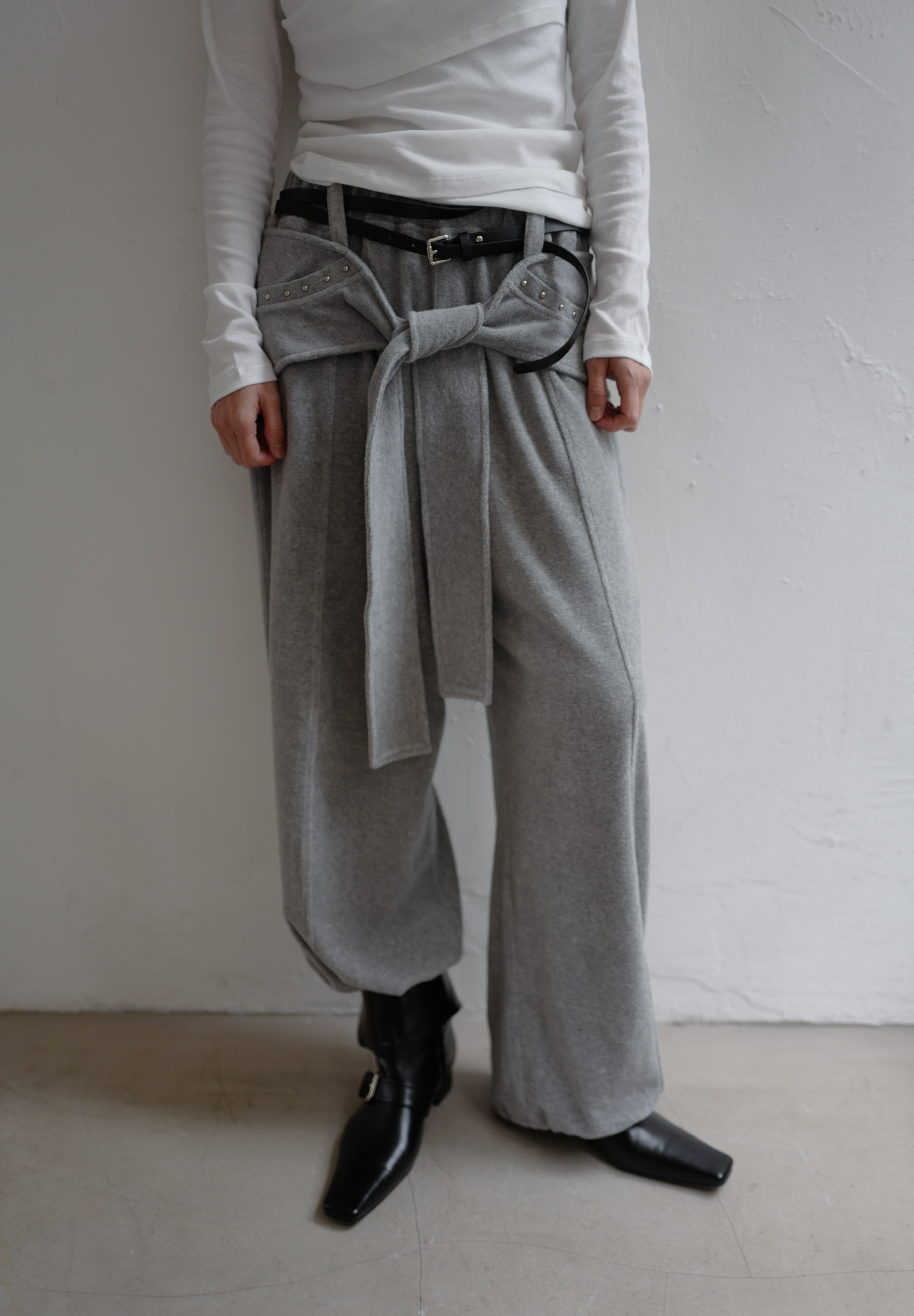 PDDPT202 studs details wrap cotton track pants