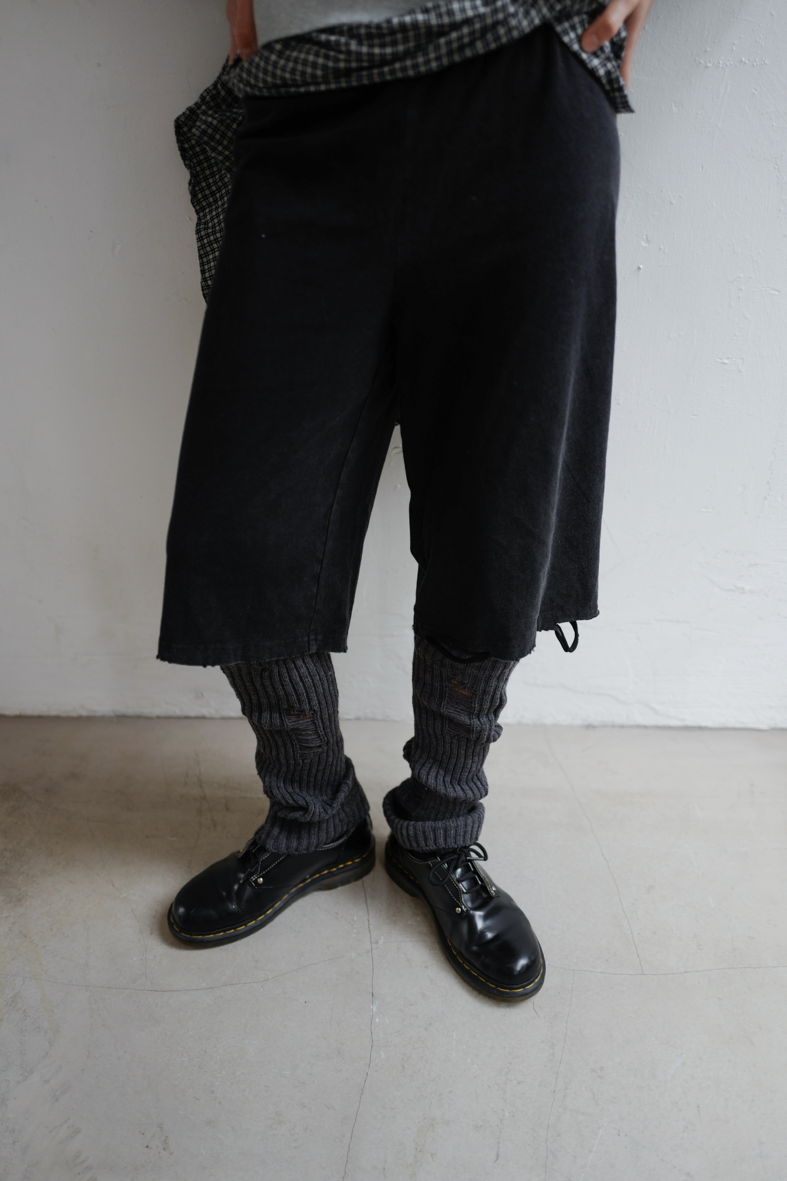 PDDPT206 distress washed cotton shorts