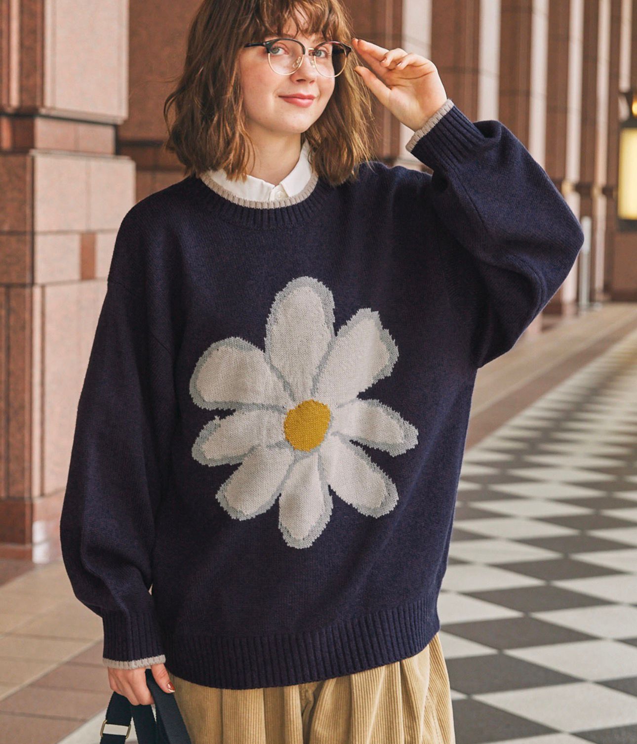 【預購】JN010216 Mono-Mart 大花花圖案針織上衣