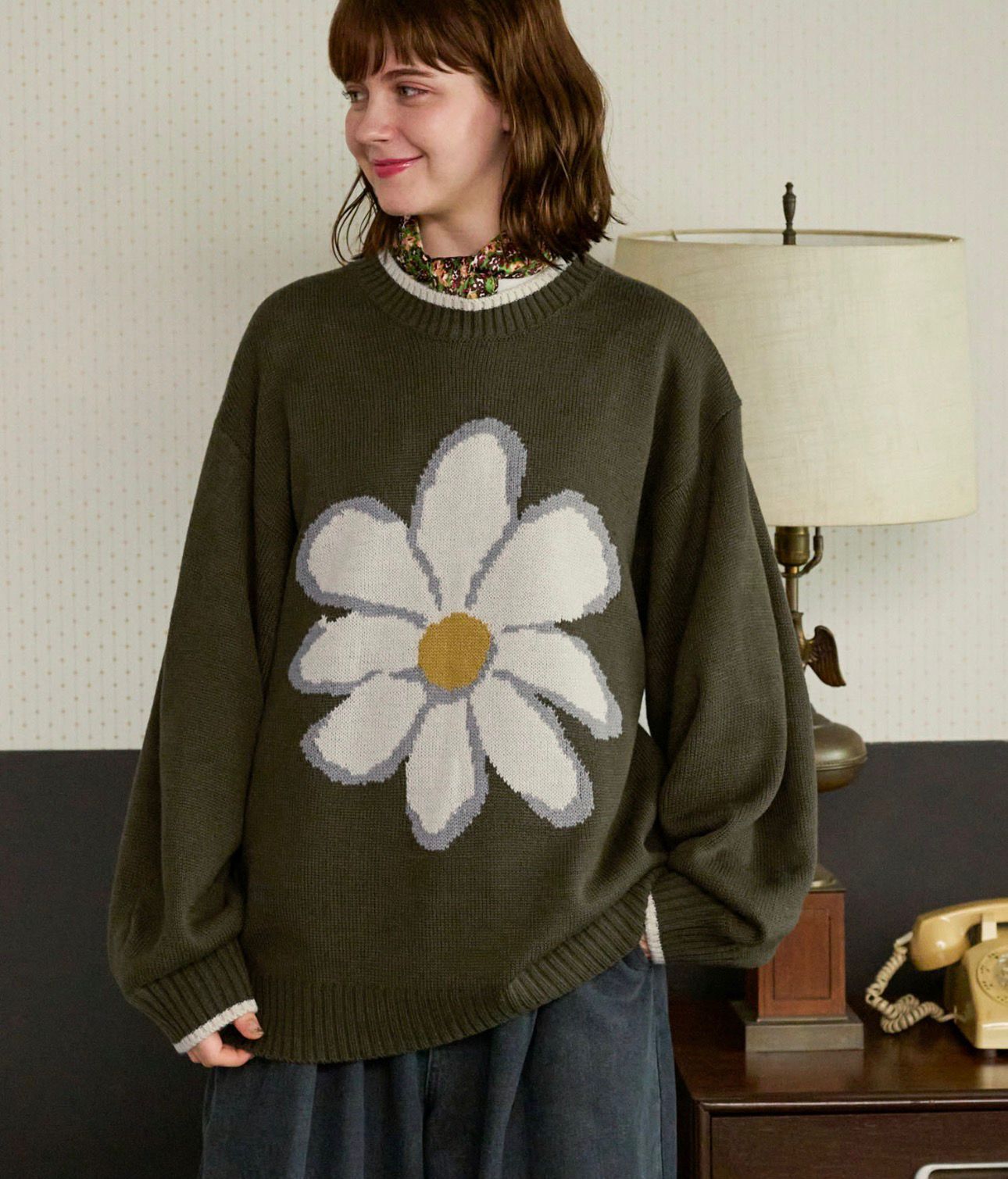 【預購】JN010216 Mono-Mart 大花花圖案針織上衣