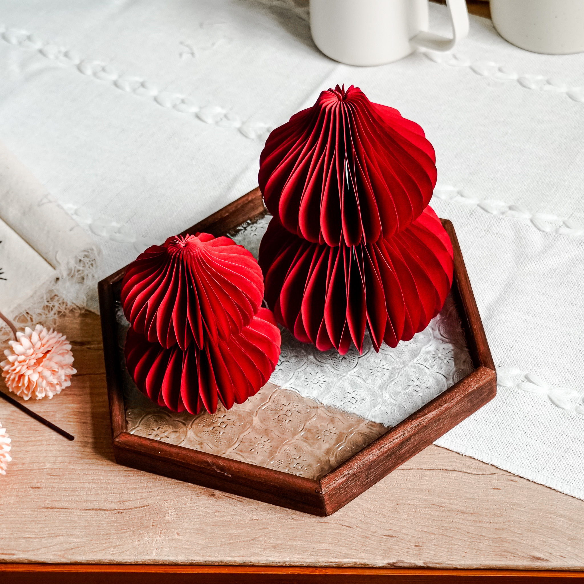 海棠窗花木質托盤 置物盤