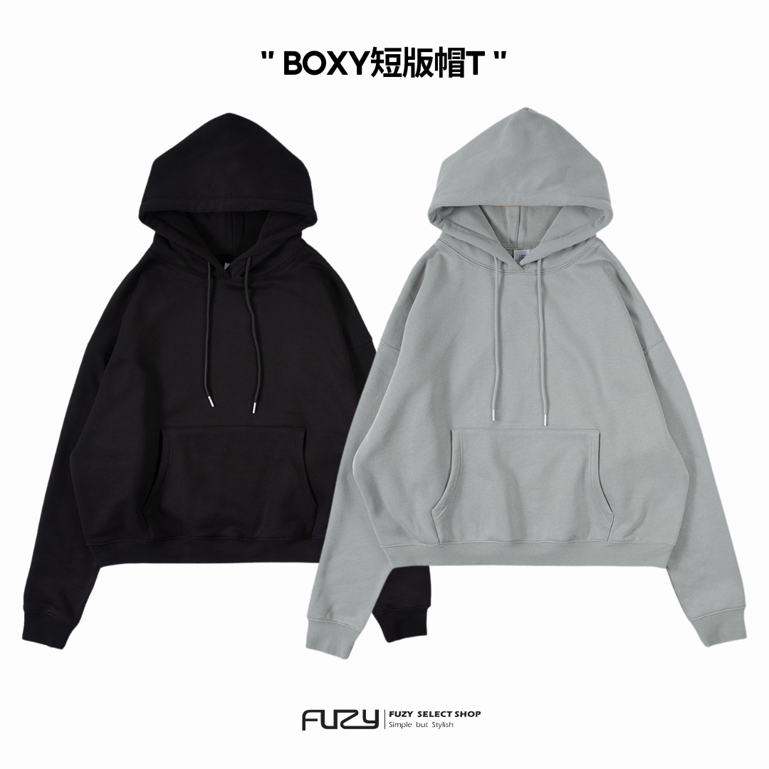 保暖！內毛絨 BOXY 短版 帽T 男女適穿 【 FUZY 】- A201710