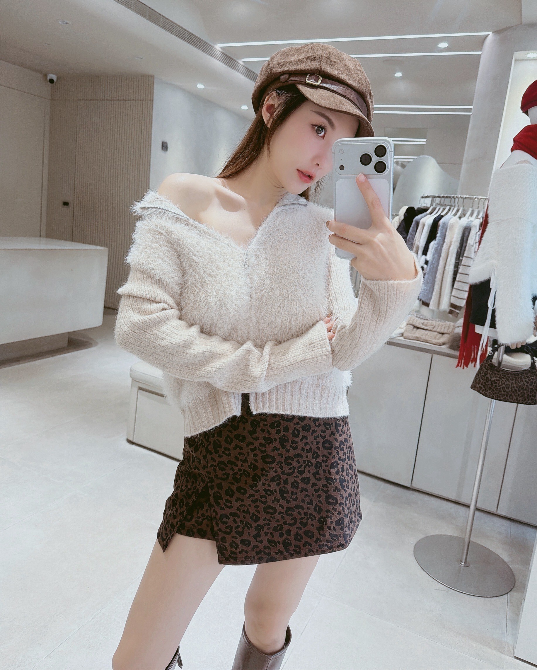 袖坑紋拉鍊毛海上衣