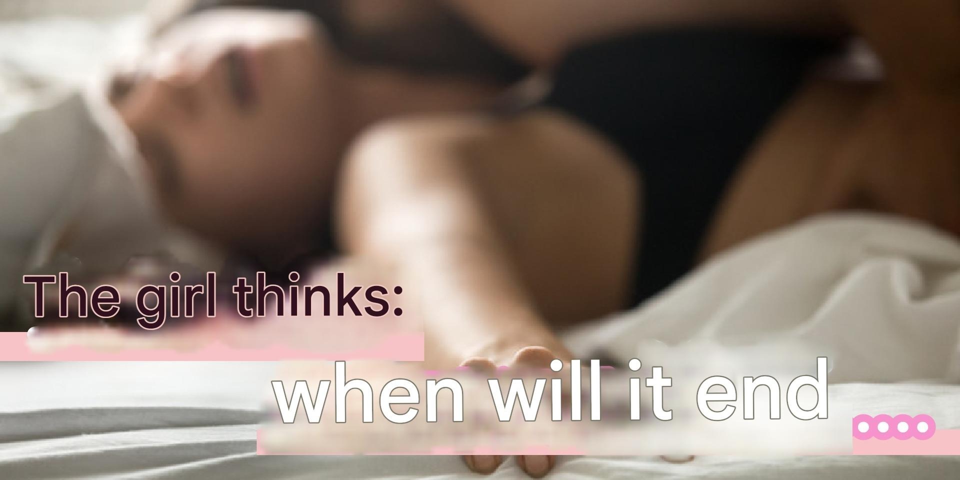 Woman gripping bedsheet tightly in discomfort during sex