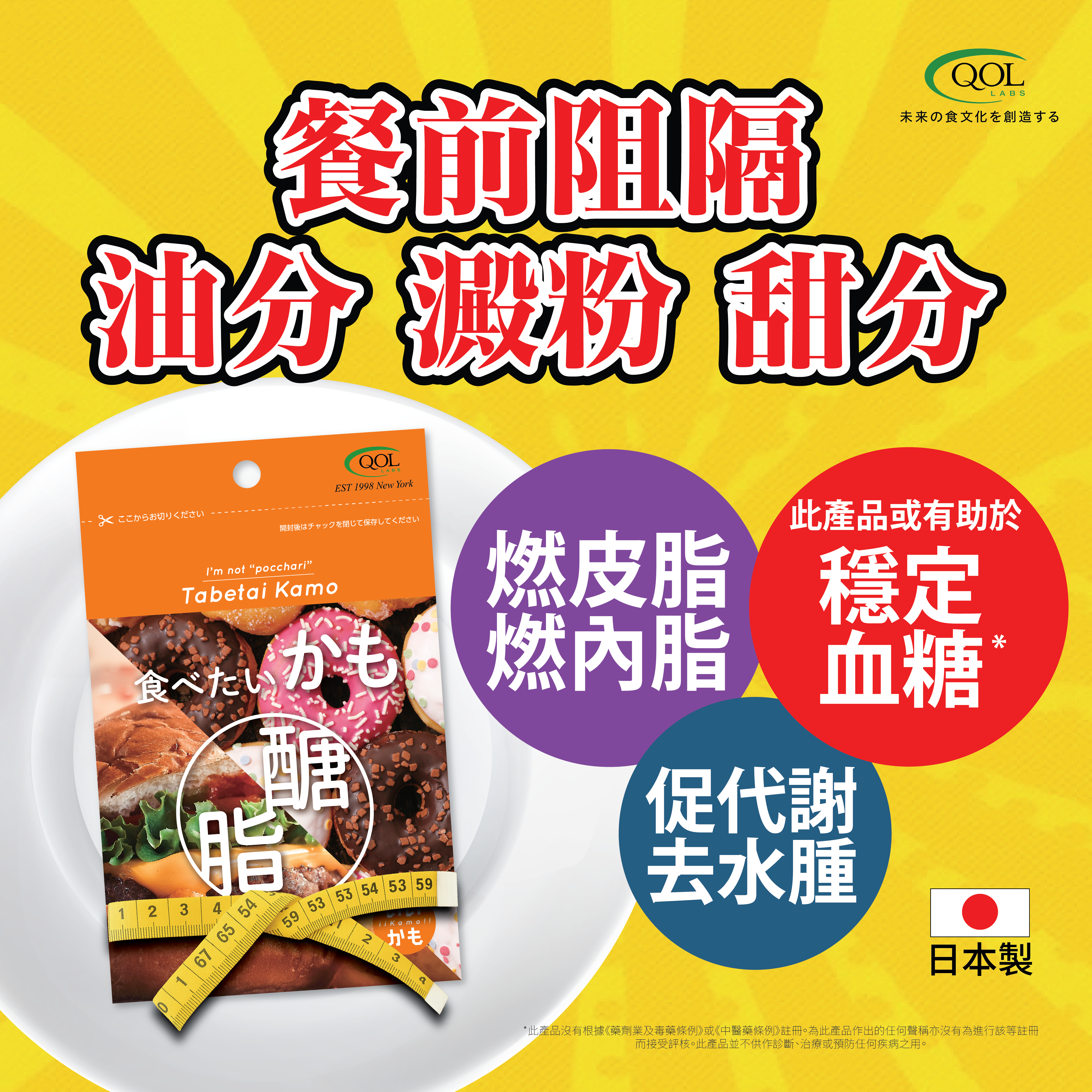 QOLLABS 雙重醣脂阻隔大餐丸（30粒）｜抗甜+控油+阻碳水 | 負擔救星 | 餐前阻隔