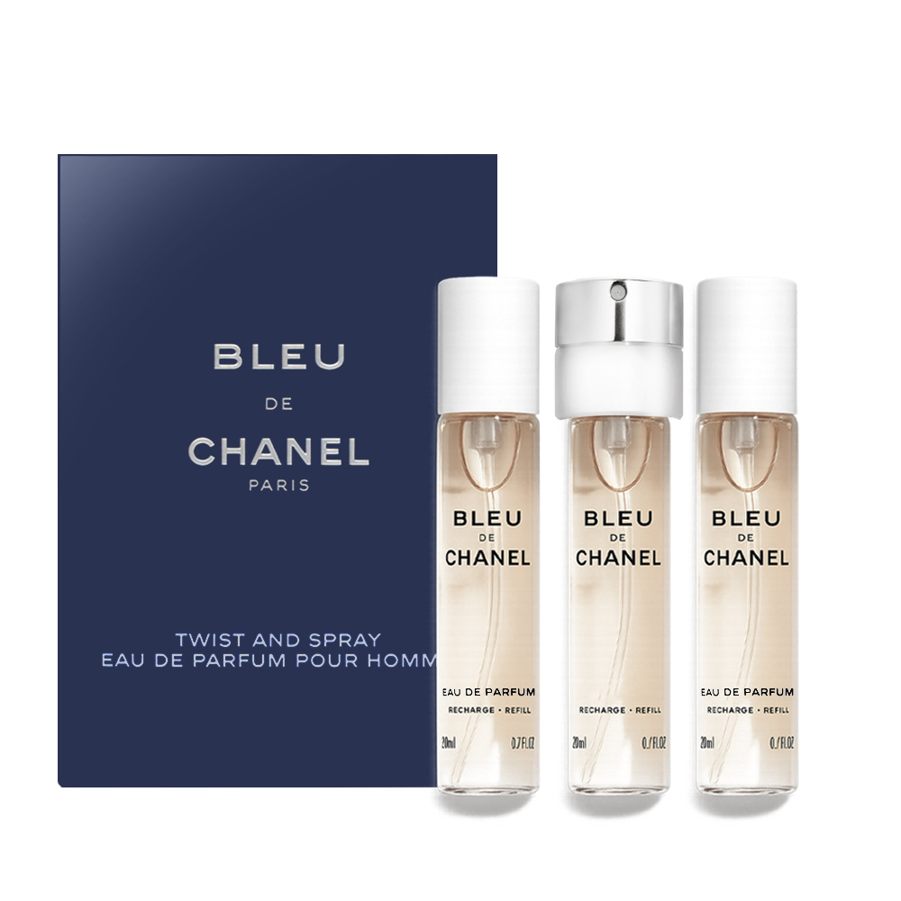 CHANEL 香奈兒 BLEU DE 藍色男性淡香水/藍色男性隨身香水補充瓶 (20mlX3)EDT-香水航空版