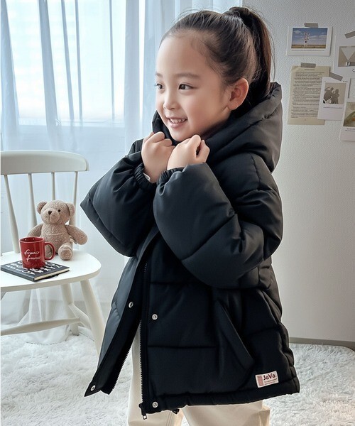 【OWN】JAVA JP 連帽 羽絨大外套 保暖 填充 兒童 小孩 米色 黑色
